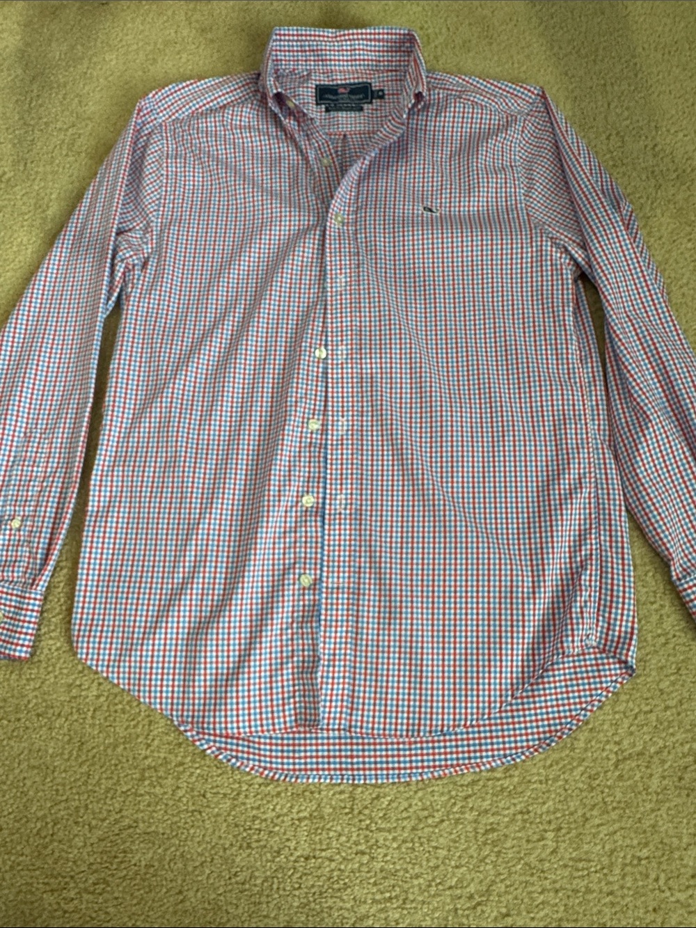 Vineyard Vines Red and Blue Check Button-Down Shirt